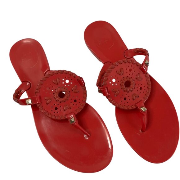 Jack Rogers Coral Red Georgia Jelly Flip Flop Sandals Size 8 - Picture 1 of 8